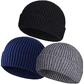 vidsel Short Fisherman Beanie for Men Women, Swag Wool Knit Cuff Trawler Skullcap,Winter Warm Hats