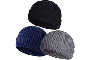 vidsel Short Fisherman Beanie for Men Women, Swag Wool Knit Cuff Trawler Skullcap,Winter Warm Hats
