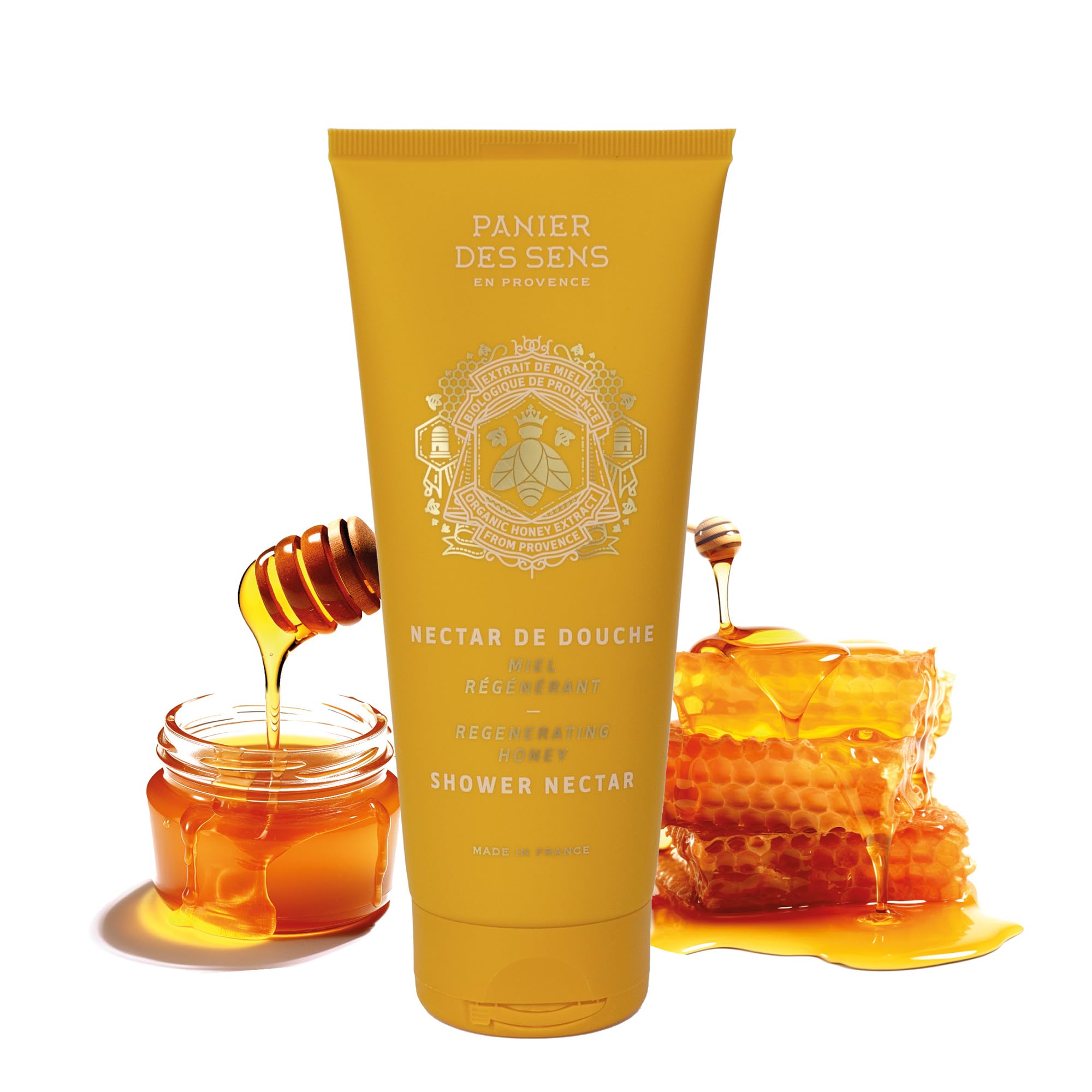 Panier des Sens - Shower Nectar - Organic Honey Extract Body Wash for Women & Men - Moisturising Body Wash 96% Natural Ingredients - Shower Gel - Made in France, SLS Free & Vegan - 200ml