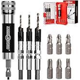 ANGELSWORD Quick Flip Countersink Drill Bit Set, 4pc Quick Flip Drill Bit | #6, #8, #10 Count Sink Drill Bit with Flip Drive for Wood, Sink Hole, Screw In One Tool