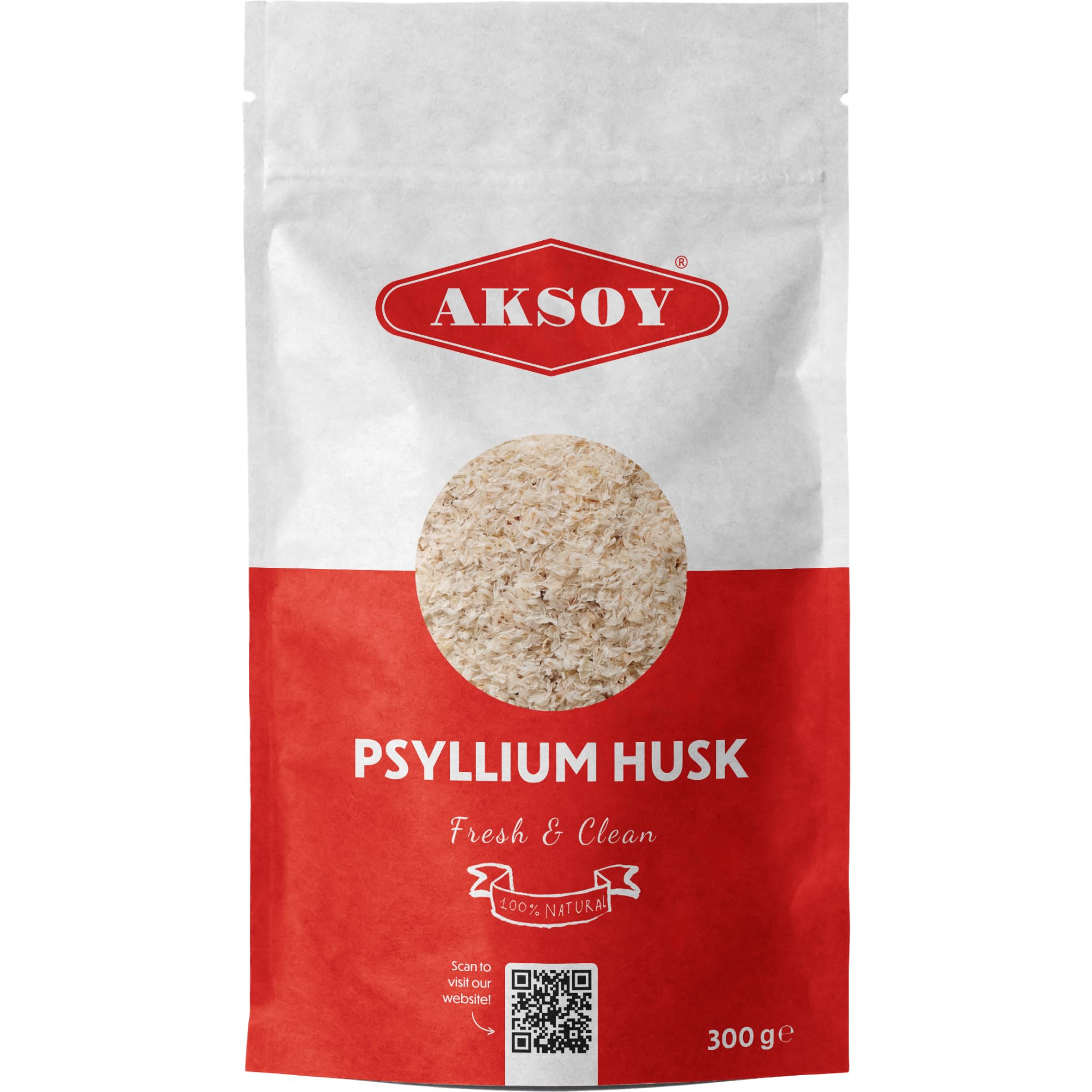 Aksoy Whole Psyllium Husk 300gr 99% Purity || Powerful Psyllium Seed Husk Fiber Soluble & Insoluble Fiber Source
