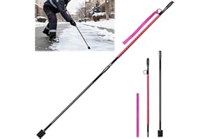 SFNSM 63" Ice Chisel for Ice Fishing Long Handle Ice Scraper 2-Section Detachable, Heavy Duty Ice Chipper Spud Bar for Efficient Chiseling, Ice Fishing Gear Accessories, Ideal Fishing Gifts for Men