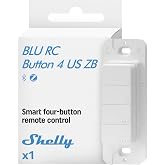 Shelly BLU RC Button 4 ZB Smart Remote Controller, Multi-Click | Bluetooth &amp; Zigbee-operated, Home Automation, Magnetic Holder, Wire-Free, Garage Door Opener, Lights Control, Scene Control