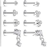 Lsnevsie 14K Gold Plated 20G 18G 16G Threadless Flat Back Earrings Studs Surgical Stainless Steel Push In Nose Rings Studs Tragus Forward Helix Conch Cartilage Earrings Piercing Jewelry For Women Men