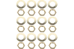 LIFKICH 12Pcs Quartz Clock Nuts Washers Kit Wall Clock Repair Accessories with Gold Finish for DIY Mechanism
