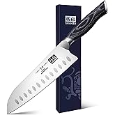 SHAN ZU 7 Inch Japanese Chef Knife, Professional Kitchen Knives, Japanese Super Steel Sharp Santoku Knife with K133 Ergonomic Handle, Black Tortoise Genbu Series