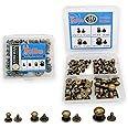 Yoliko 36 Pack 4 Sizes Bronze Round Phillips Head Button Stud Screws(Round Head Diameter:4mm,6mm,8mm,10mm) Chicago Screws Nail Rivet Leather Button Brass Rivets for DIY Leather Craft
