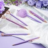 WEMATE 8Pcs Purple Ballpoint Pens Set with Crystal Diamond Design view 3