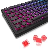 Womier Pudding Keycaps for Mechanical Keyboard- PBT Shine Through Keycaps | 164 Keys Key cap Set, OEM Profile Custom for 60 65 75 100 Percent Cherry MX Switches Mechanical Keyboard, Black/Orange