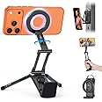 OMOTON Magnetic Phone Tripod Stand for MagSafe Mount, Adjustable Aluminum Phone Holder for iPhone 17 16 15 14 Series, Foldabl