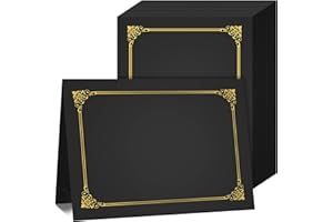 AKONEGE 50 Packs Black Certificate Holders, Graduation Diploma Holders Gold Foil Border, 350gsm Certificate Covers for Letter Size 8.5x11 Certificates, Cardstock, Diploma, Award, Document Papers