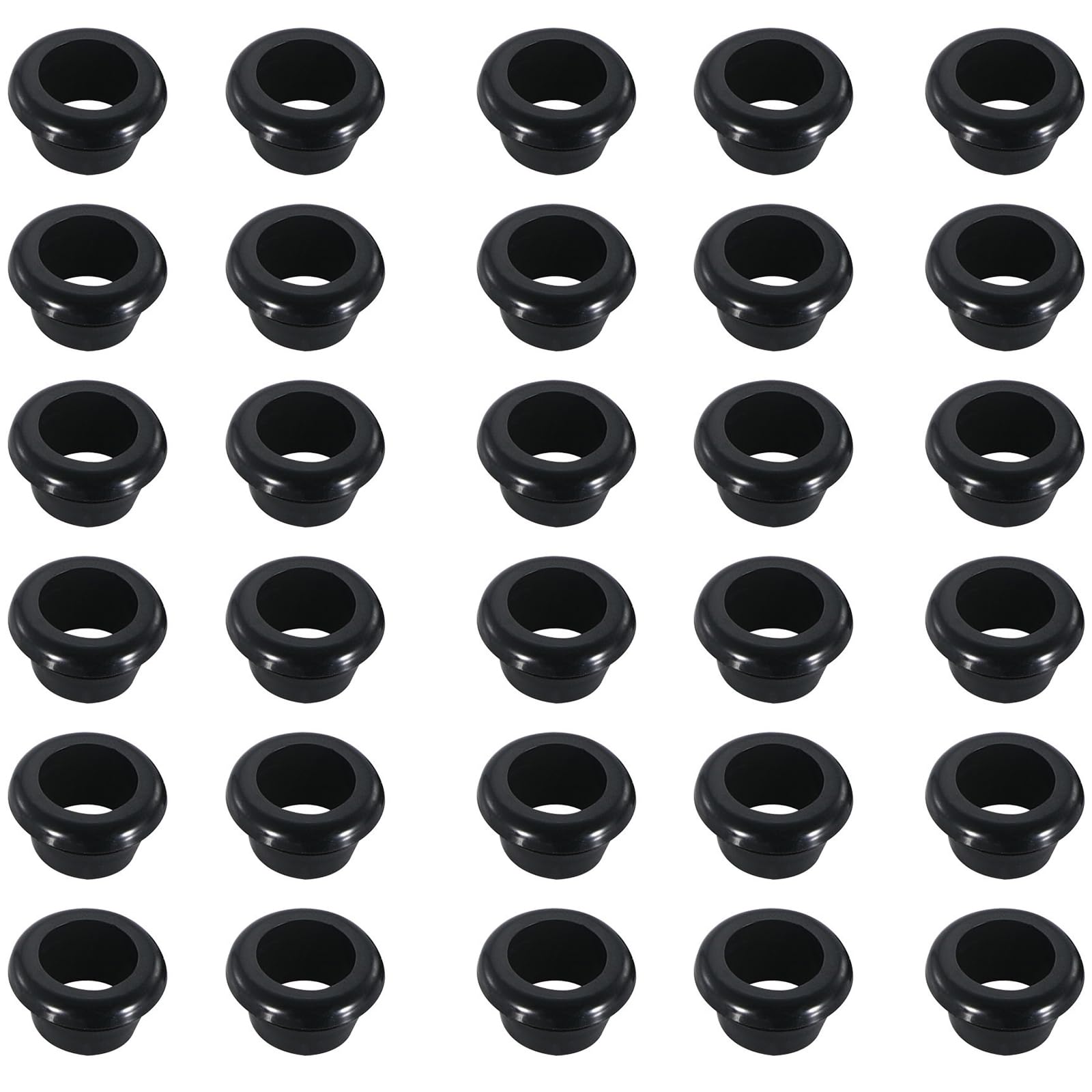 Leliafleury 30 Pcs Snap Rubber Grommet Black Rubber Hole Plugs Electrical Grommets for Protecting Wires Plugs Cables, ID 6mm Mount Dia 8mm