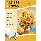 Yncotte 10Pcs Fabric Print Sheets for Inkjet Printers, 8.5x11" Bright White 280gsm Printable Fabric Sheets, Tear-Resistant - Print with Glossy Side for Photo Art Sketch Printing