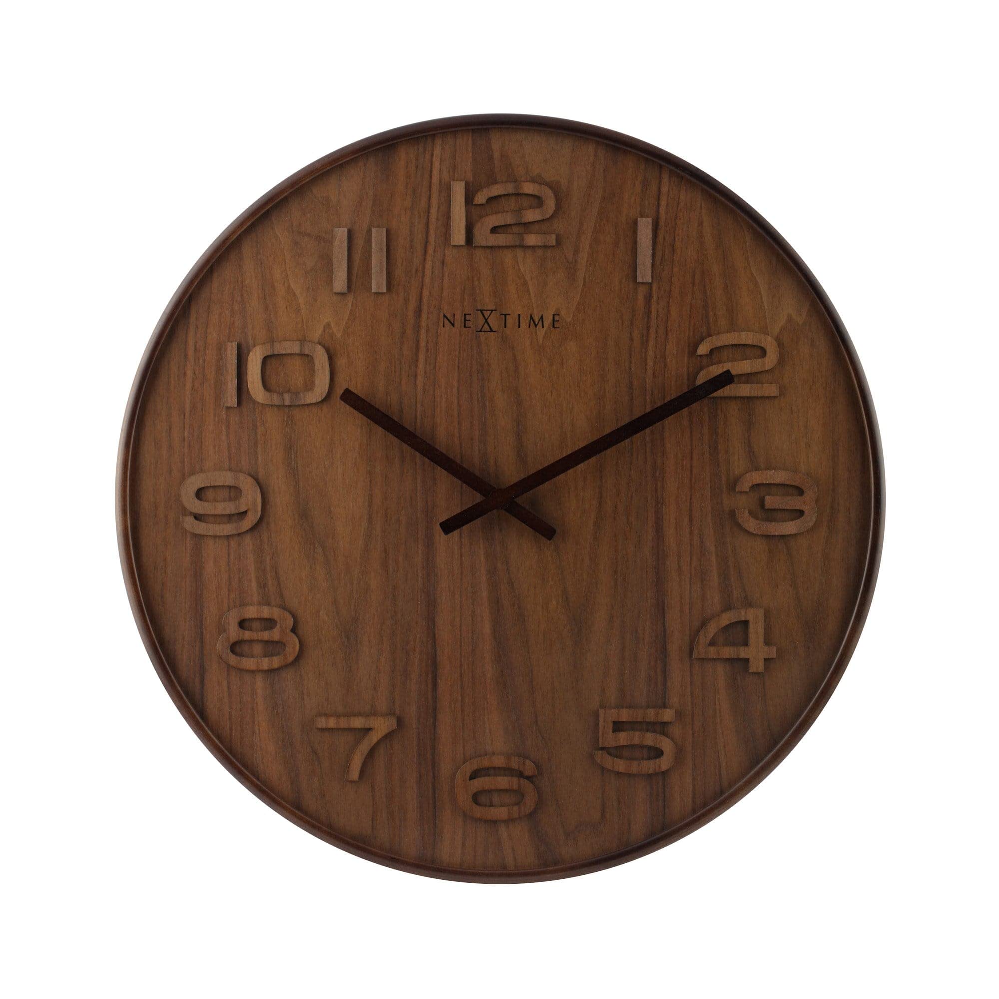 NeXtime wall clock "WOOD WOOD MEDIUM", round, made of wood, brown, ø 36 cm