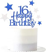 Pargleev 16th Glittery Royal Personalised Birthday Cake Topper Blue