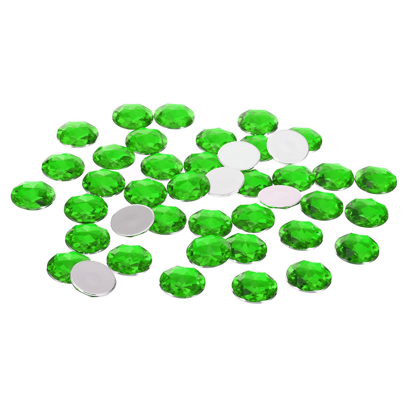 PATIKIL 25mm Flat Back Round Acrylic Rhinestones, 100 Pack Plastic Circle Gems for Jewelry Making Costume Embellishments Crafts, Green