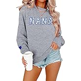 MAXIMGR Grandma Sweatshirt for Women Gigi Crewneck Sweatshirts Nana Sweatshirt Colorful Grandma Floral Graphic Pullover Tops