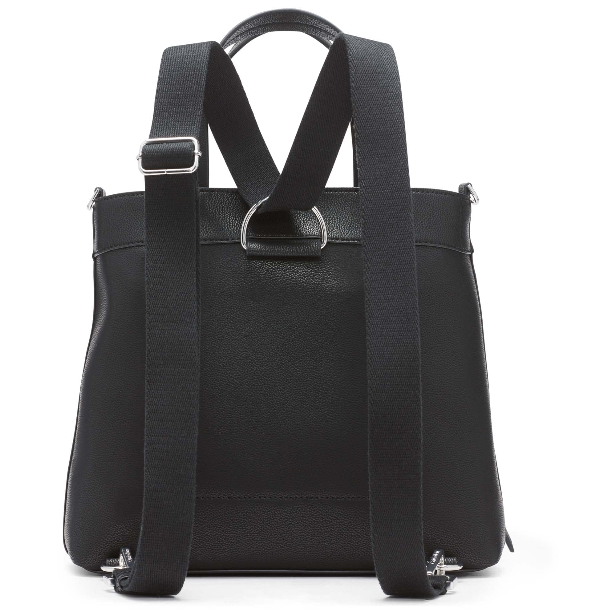 Calvin Klein Ember Organizational Backpack, Black/Silver,One Size