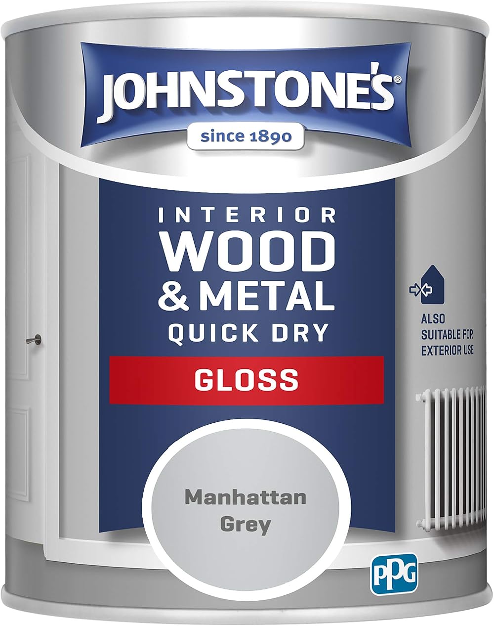 Johnstone's Quick Dry Non Drip Gloss Paint Wood Metal Manhattan Grey 750ml