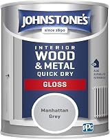 Johnstone's Quick Dry Non Drip Gloss Paint Wood Metal Manhattan Grey 750ml