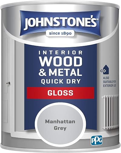 Johnstone's Quick Dry Non Drip Gloss Paint Wood Metal Manhattan Grey 750ml