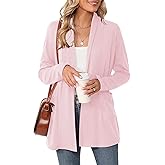 Micoson Women's Long Sleeve Open Front Cardigan Casual Loose Lightweight Cardigans with Pockets
