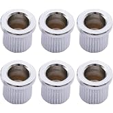Musiclily Pro Guitar String Through Body String Ferrules, Chrome (Set of 6) | Steel, Big Lip Style, for Tele/Hardtail Strat Style Electric Guitar