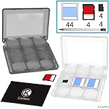 CamKix Game Case Compatible with Nintendo 3DS - Fits up to 44 Games, 4 SD Cards, 4 Micro SD/TF Cards and 4 Stylus Pens - Protective Storage System - 2x Game Card Organizer - Black and White