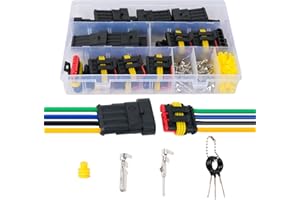 Amliber 4 Pin Connector Waterproof Automotive Electrical Connectors 4 Way Automotive Wire Connectors Quick Disconnect Wiring Connectors Kit (12 Kits)