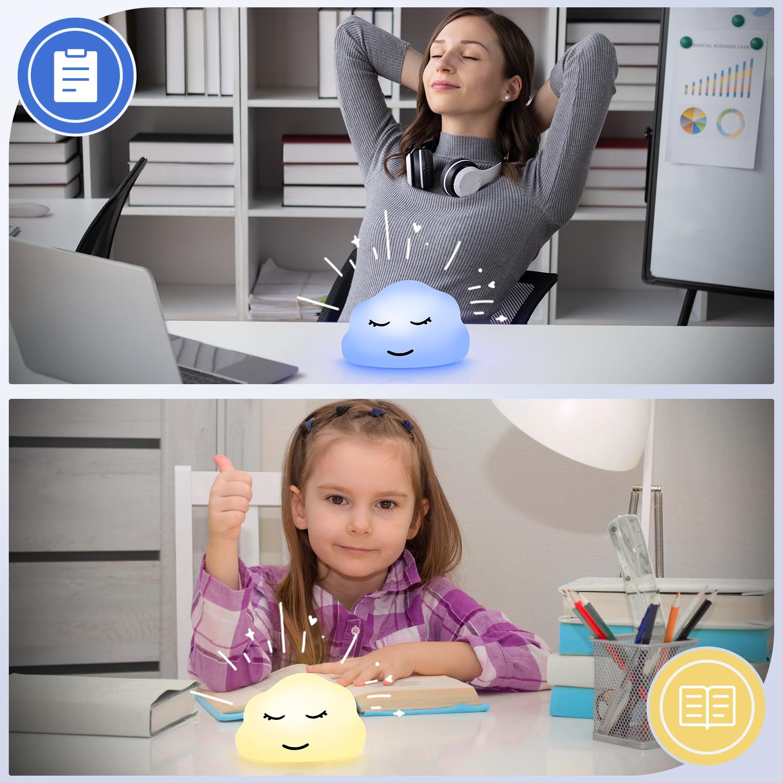 Breathing Lamp Guided Visual Meditation Tool for Mindfulness,Anxiety Relief&Calm Your Mind for Stress&Visual Relaxation and Restful Sleep,478 Seconds Breathing Rate Change 3 Colors,Gift for Kids