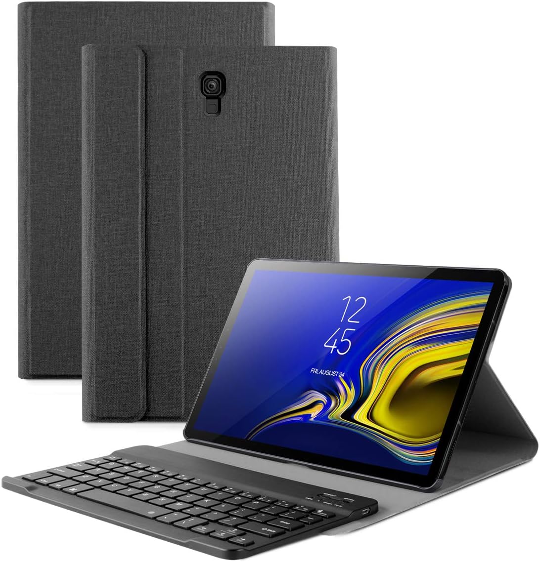 Galaxy Tab A 10.5 Keyboard Case, Exact Design Slim Shell Stand Cover w/Magnetically Detachable Wireless Bluetooth Keyboard for Samsung Galaxy Tab A 10.5, Black