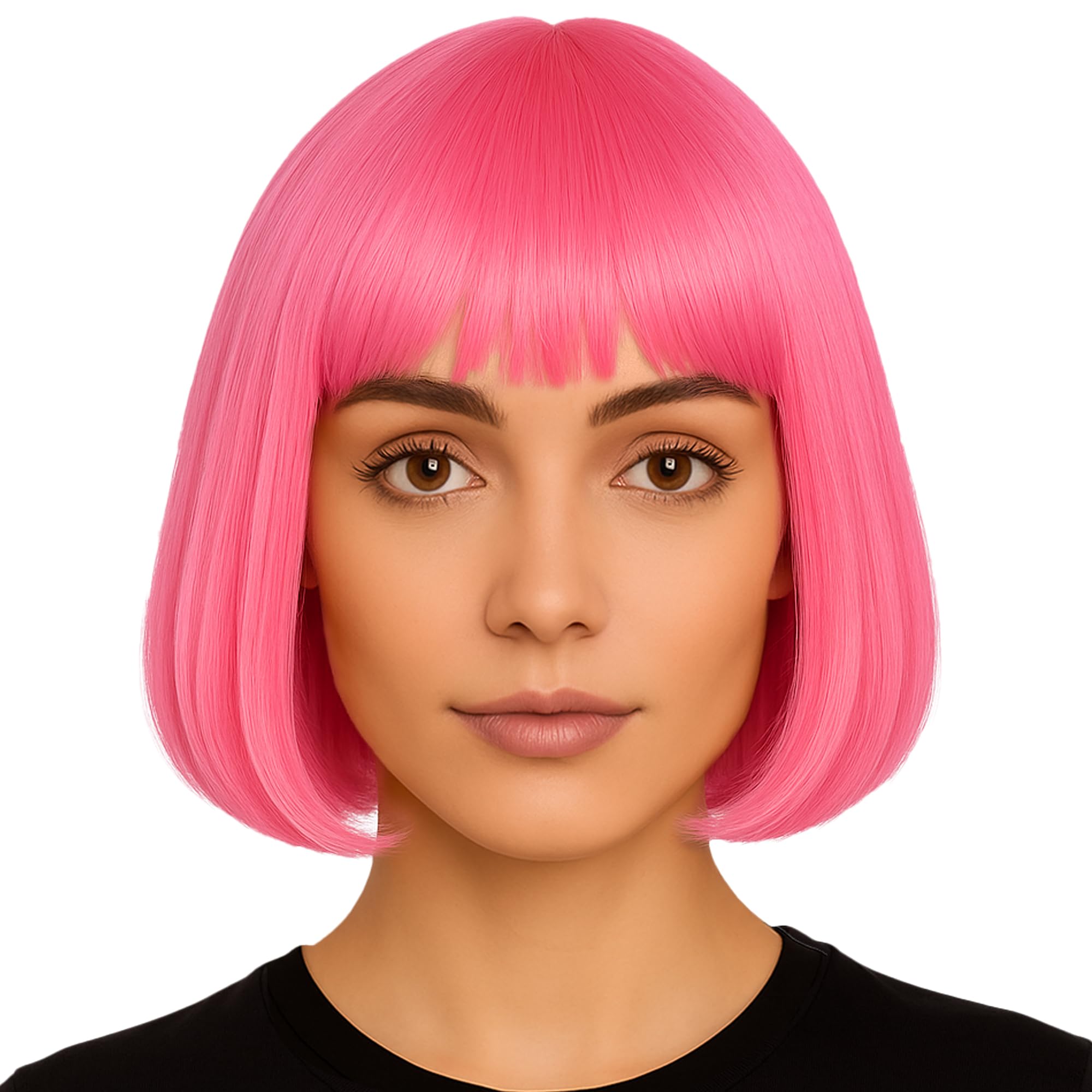 Short Bob Wigs for Women Fancy Dress - 12 Inch Synthetic Short Hair Wigs for Women - Ladies Bob Straight Hair as Anime Cosplay, Halloween Costume Accessories, 70s and 80s Fancy Dress Accessories