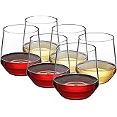 Amazing Abby - Sammy - 14-Ounce Unbreakable Tritan Wine Glasses (Set of 6), Plastic Stemless Wine Tumblers, Reusable, BPA-Free, Dishwasher-Safe, Perfect for Poolside, Outdoors, Camping, and More