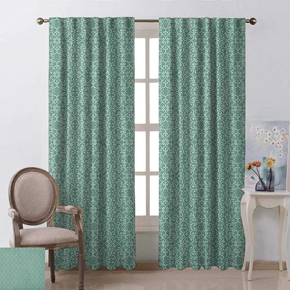 youpinnong - Cortinas Opacas Verdes, 2 Paneles, Estilo clásico, patrón