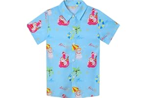 SEAOYOZO Boy's Hawaiian Shirt Short Sleeve Casual Button Down Beach Aloha Shirt Kids Summer Luau Hawaii Shirts 5–14 Years