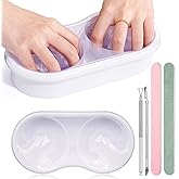 Dual Nail Soaking Bowl Acetone Proof: Soak Off Gel Nail Polish Dip Powder Remover Bowl- Cut the Soaking Time in Half Manicure