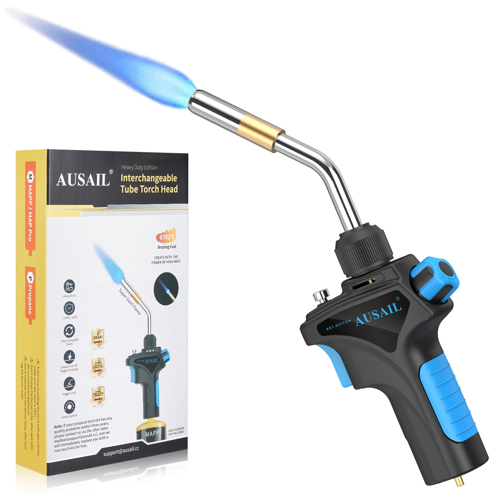 Photo 1 of Propane Torch Head, Mapp Map Gas Torch, High Intensity AS12000 Trigger Start Gas Torch, Welding Torch for Soldering, Brazing, Welding, Searing Steak