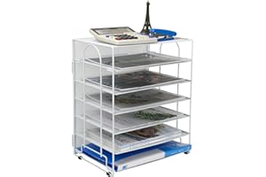 Superbpag Desk Organizer, 7 Tier Paper Letter Tray with Handle, Desktop Document Shelf Storage Rack for Office School Home, White