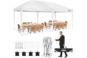 COBIZI 10x20 Pop Up Canopy Tent - Easy Set Up Waterproof Outdoor Shelter for Parties, Weddings | Portable Canopy 10x20 with Carry Bag & 4 Sandbags | Ez Up Canopy for Courtyard & Commercial (White)