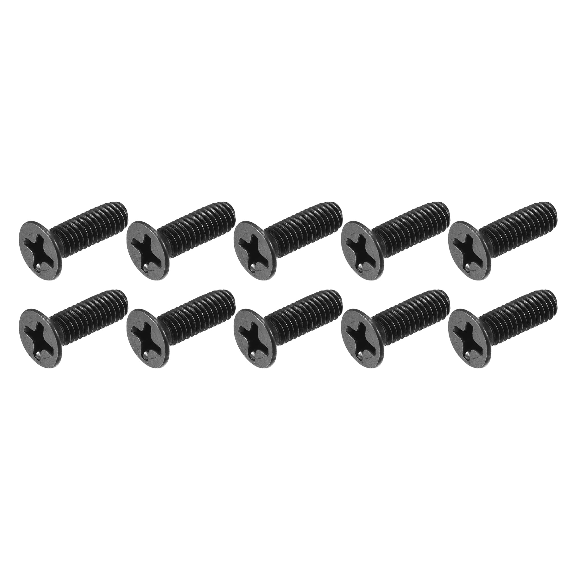 METALLIXITY Phillips Flat Head Screws (M3.5 x 12mm) 50Pcs, Carbon Steel Machine Screws - for Glasses Watch and Other Small Electronics, Black