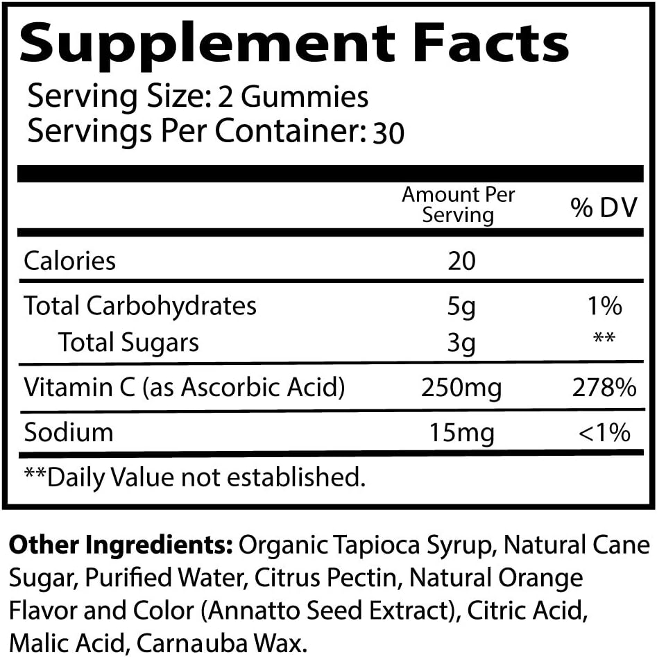 (120 Pectin Gummies) Vitamin C Chewable Gummies for Immune Support Booster for Adults Kids Teens Women Men - Gummy Alternative to Tablet Powder Chewables, Liquid Drops, Pills Capsules Packets (2 Pack): Health & Personal Care