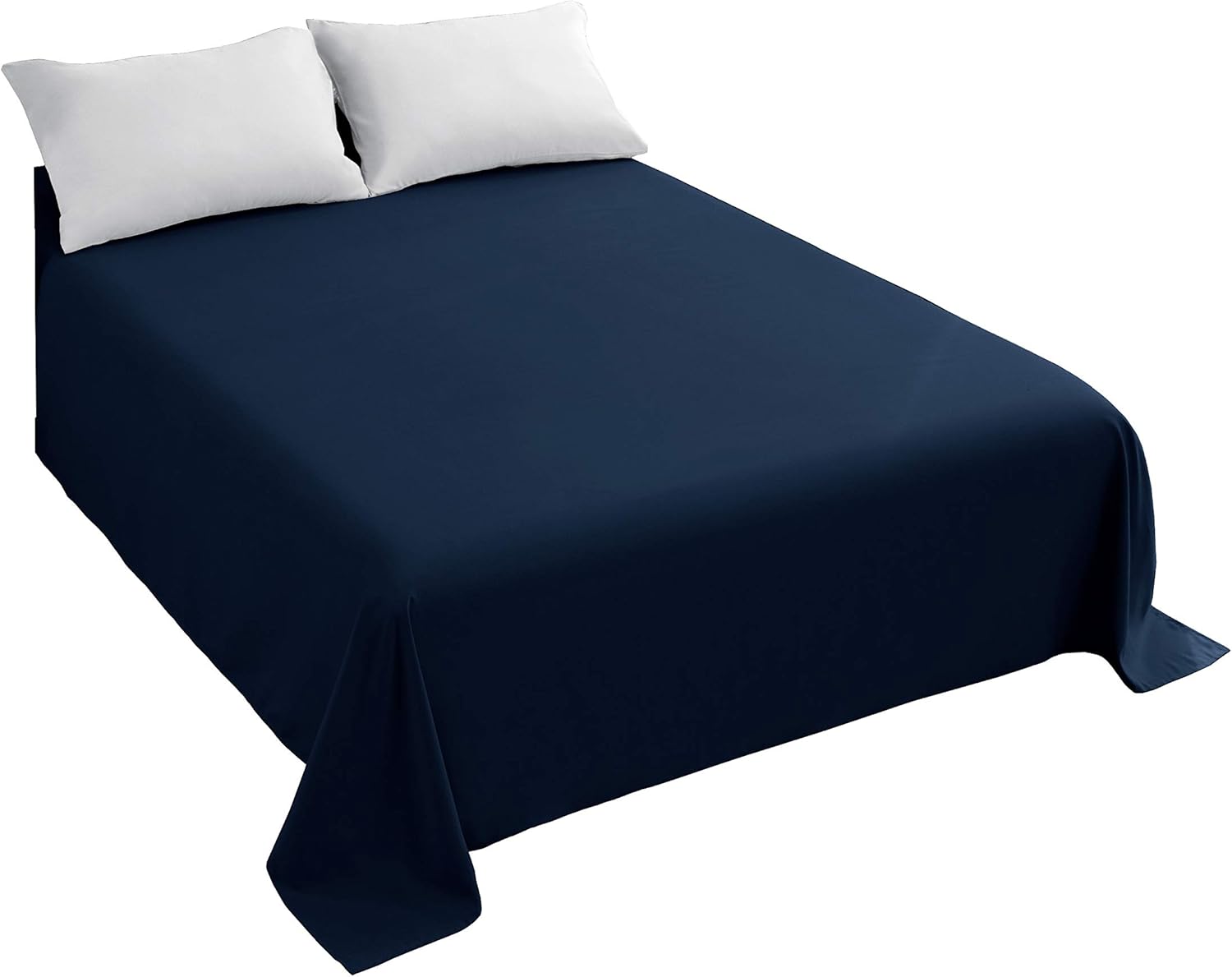 Sfoothome Bed Flat Sheet - Ultra Soft and Wrinkle, Fade, Stain Resistant Top Sheet, Queen Size, Navy Blue: Home & Kitchen