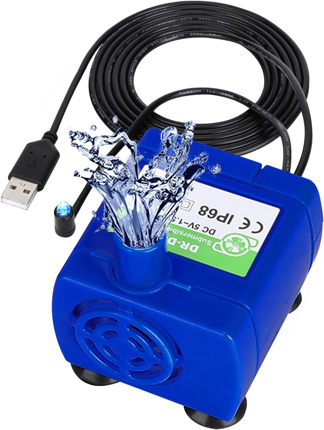 Cat Fountain Pump, Ultra Quiet Pet Water Fountain Pump, Cat Waterfall Fountain Pump with LED Lights