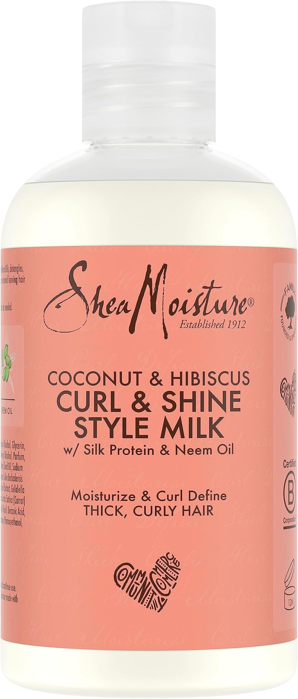 Shea Moisture Coconut Hibiscus Curl Style Milk Thick Curly Hair Styling Cream
