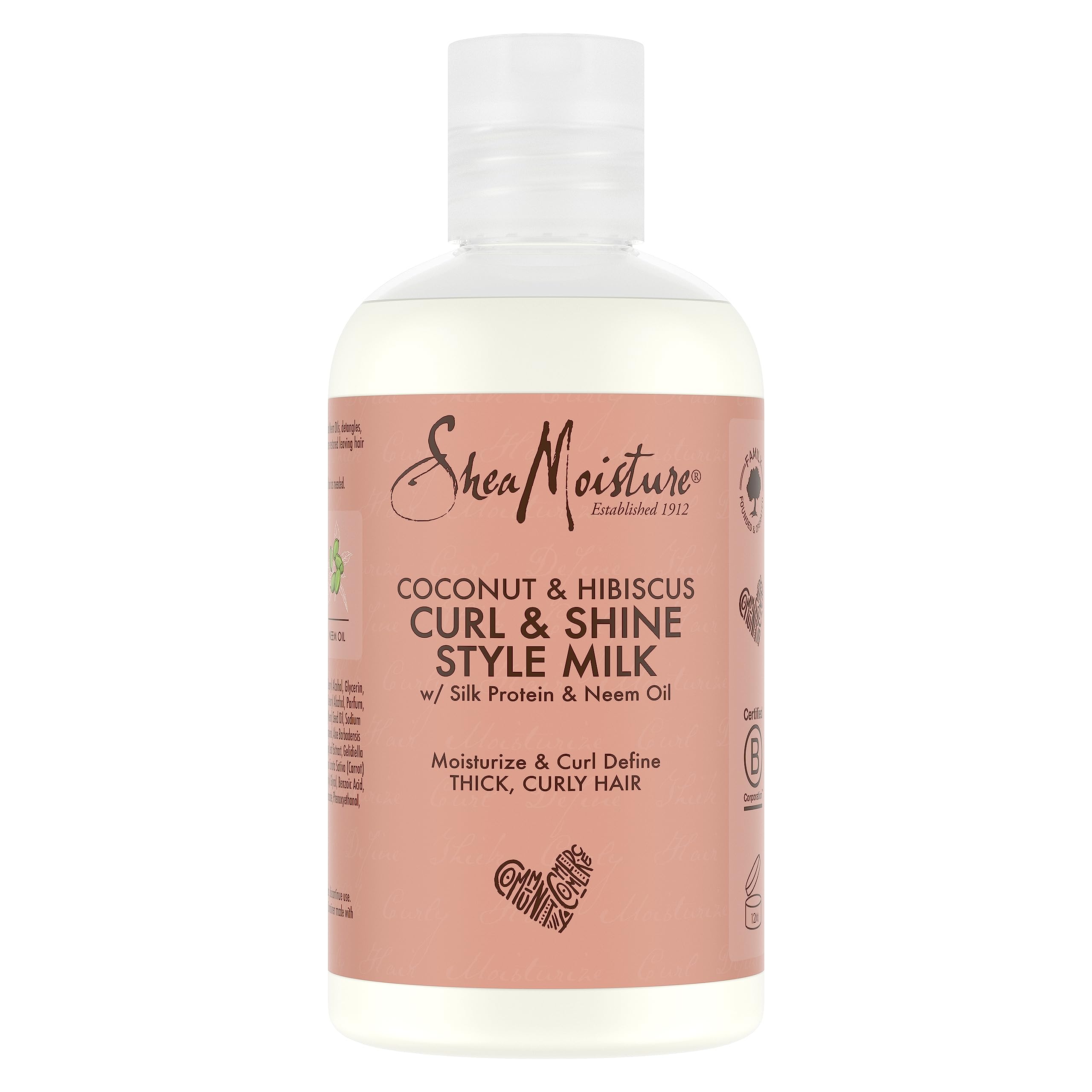 Shea Moisture Coconut & Hibiscus Curl & Style Hair Styling Milk sulphate free and colour safe for thick, curly hair 254 ml