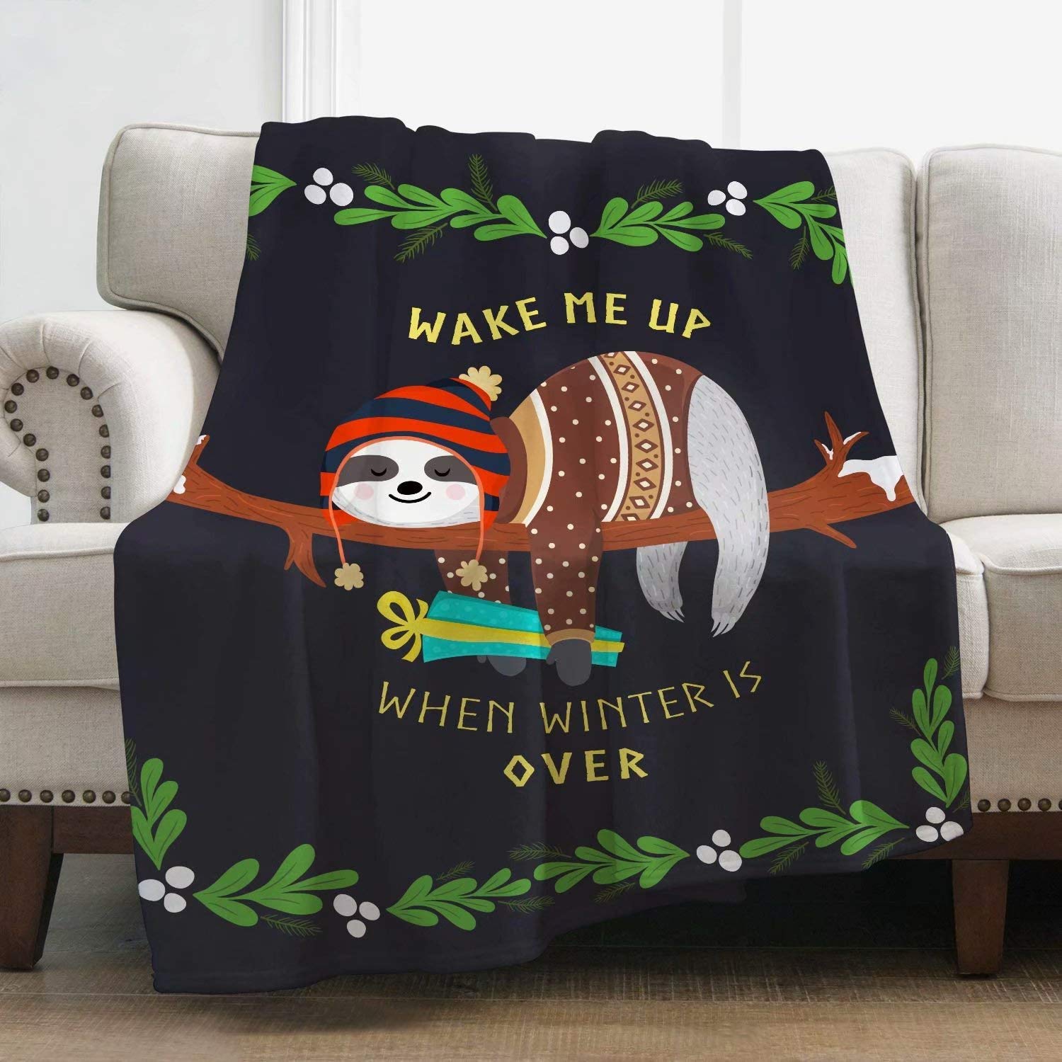 chaqlin Warm Flannel Fleece Blankets - Funny Sloth Throws Blanket for Sofa Fluffy Blanket Bed Throw for Bedroom, Couch, Travel, Kids, Bedroom Accessories-80x60 inches