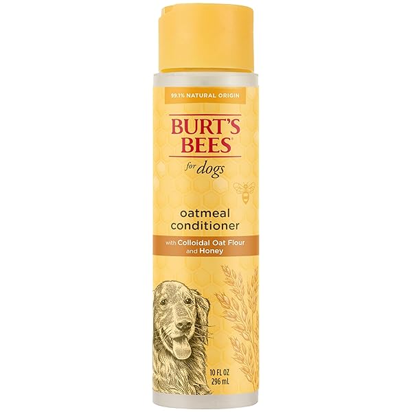 BURT’S BEES FOR PETS OATMEAL DOG CONDITIONER WITH HONEY, MOISTURIZING DOG COAT CONDITIONER FOR DRY AND SENSITIVE SKIN TO HELP SOFTEN AND NOURISH COATS DURING GROOMING, 10 FL OZ