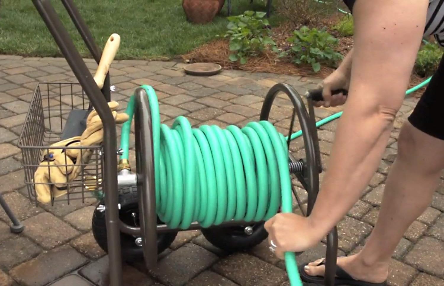 Liberty Garden Residential Grade 4 Wheel 871-M1-1 Garden Hose Reel Cart, Bronze : Wheeled Cart For Garden Hoses : Garden & Outdoor