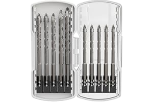 CSOOM 10PCS Upgrade Masonry Drill Bit Set，Serrated Concrete Drill Bit, Suitable for Tiles, Glass, Bricks, Ceramics, Plastics and Wood