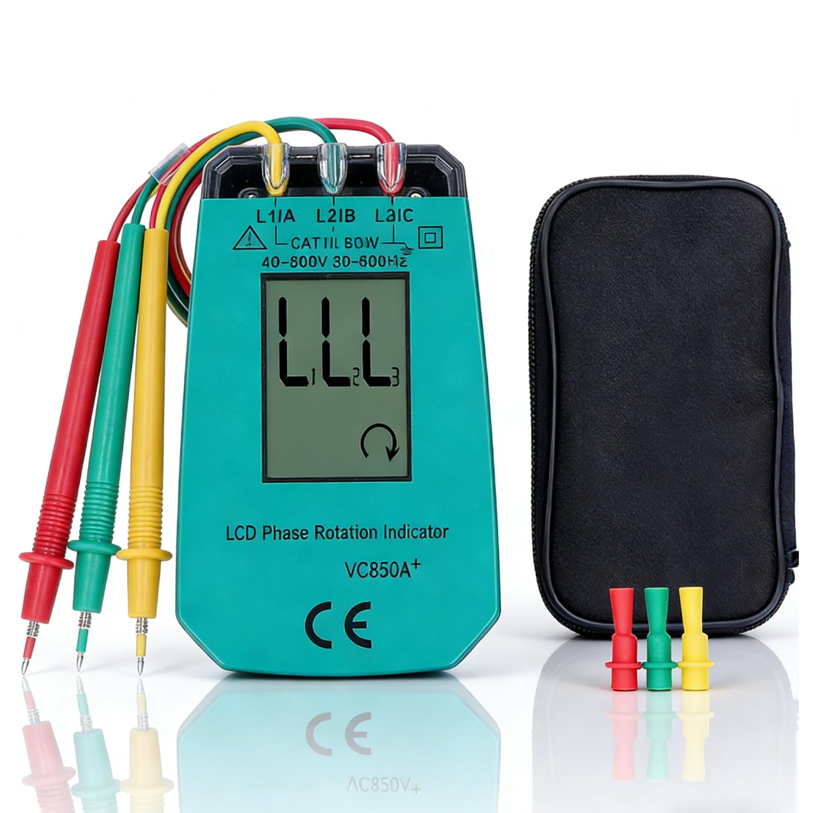 3 Phase Sequence Presence Rotation Tester, AC 40‑600V 3 Phase Rotation Meter Sequence Rotation Tester Sequence Presence Rotation Indicator Detector, Low Voltage Automatic Reminder